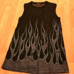 Mesh see thru dress blue flame